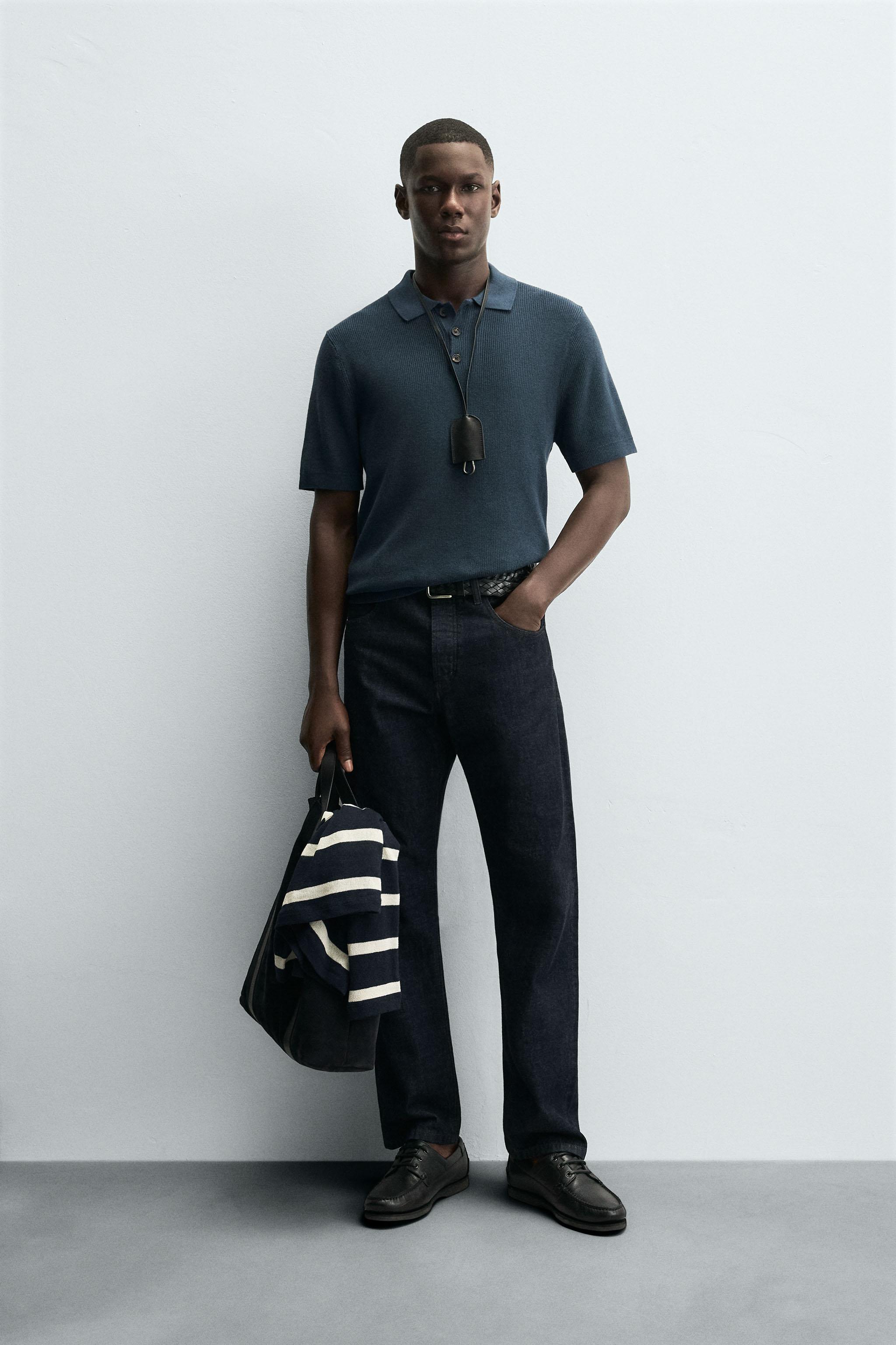 PEARL KNIT POLO SHIRT - Ink blue | ZARA Canada