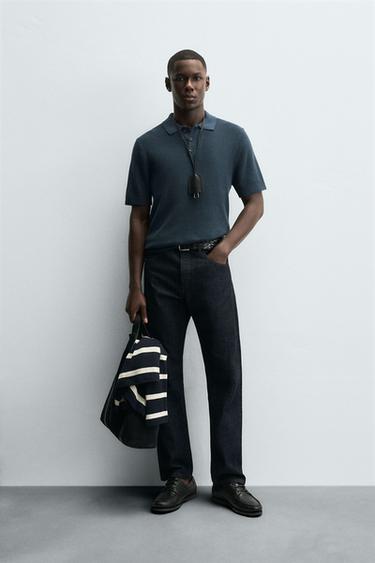 Zara PEARL KNIT POLO SHIRT - Ink blue - Image 0
