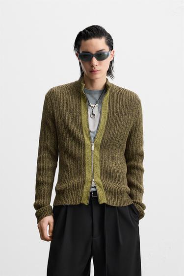 CARDIGAN MED LYNLÅS - chokolade fra Zara