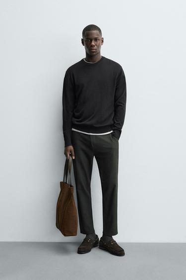 TEXTURED COMFORT TROUSERS - Dark green by Zara