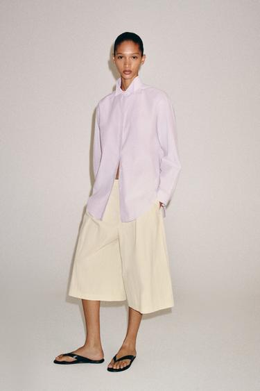 GESTREIFTES HEMD ZW COLLECTION - Flieder von Zara