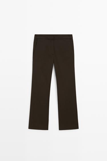 Zara Stretch kick flare pants - Chocolate - Image 0