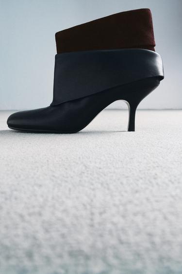 Zara LEATHER HEEL ANKLE BOOTS LIMITED EDITION - Black