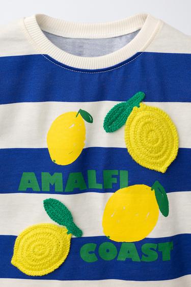 STRIPED T-SHIRT WITH FRUIT PATCHES - Bluish by Zara - Image 2