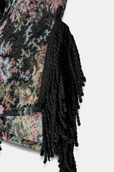 KIMONO JACQUARD FLEURS FRANGES - Noir de Zara - Image 5