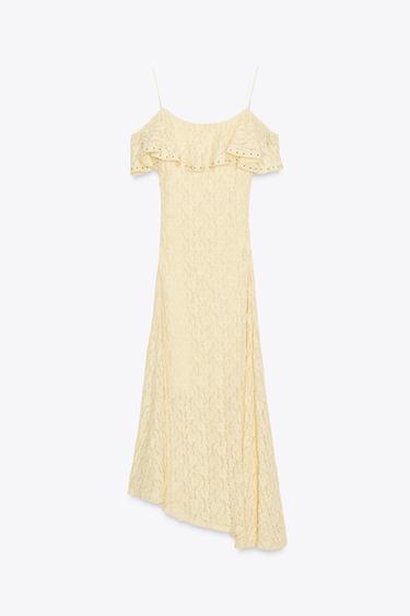 STUDDED LACE DRESS - Yellow by Zara - Image 7