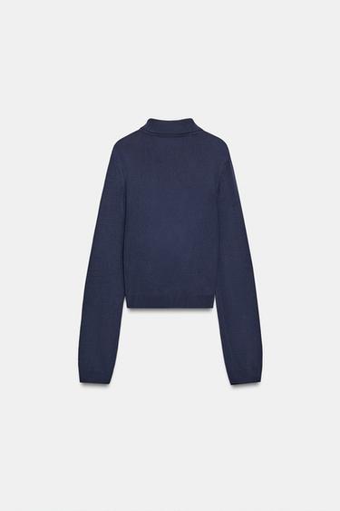 POLO EN MAILLE UNIE - Bleu marine de Zara - Image 3