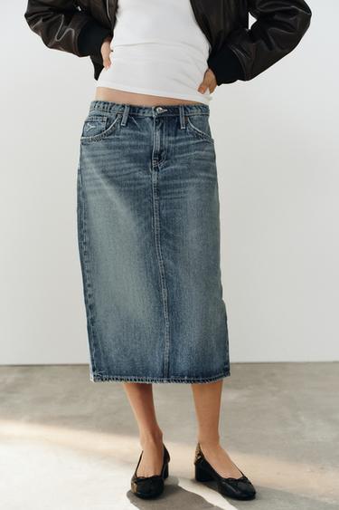 TRF DENIM MIDI SKIRT — Blue 2