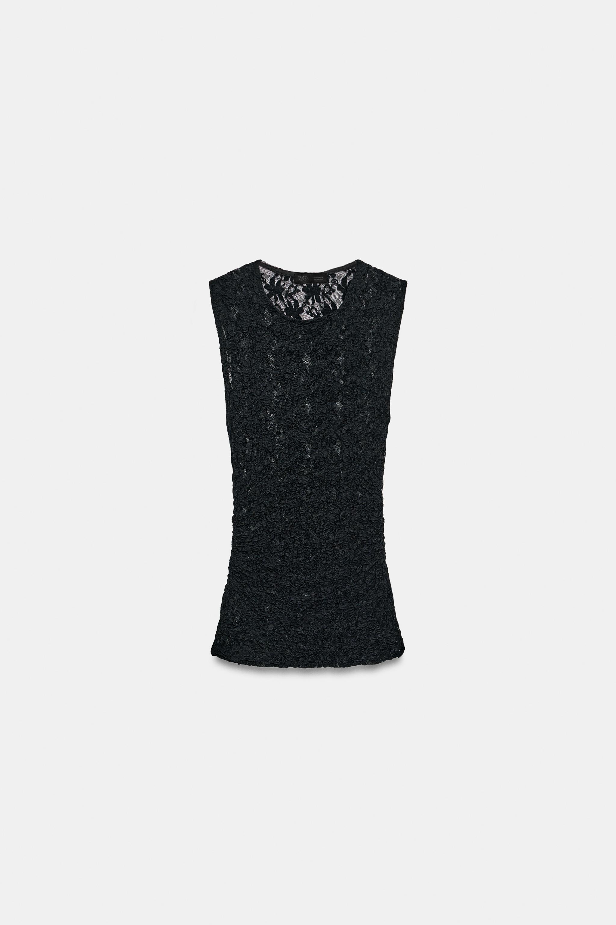 LACE SLEEVELESS TOP - Black | ZARA New Zealand