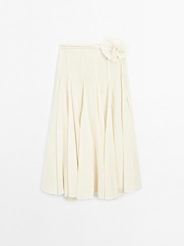 Zara Wool blend flared midi skirt - Studio - Ecru