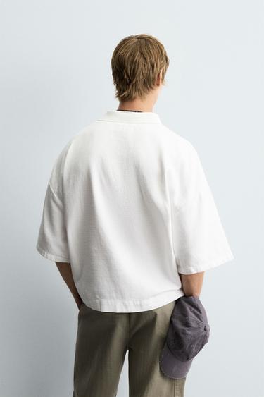 EMBROIDERED BOXY FIT POLO SHIRT - White by Zara - Image 2