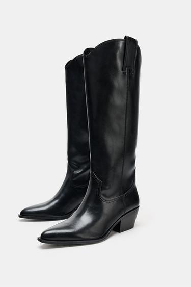 COWBOY KNEE-HIGH BOOTS - Black by Zara