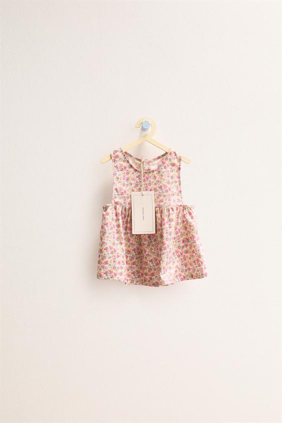 ZARA TIMELESS - FLORAL LINEN TOP - Pink | ZARA United States