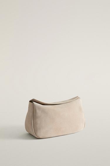 LARGE LEATHER SPLIT CLUTCH MAKEUP BAG — Beige 2
