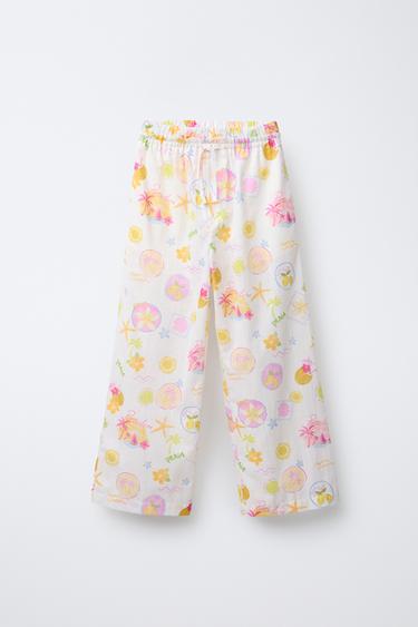 PANTALÓN RECTO ESTAMPADO PLAYA - Crudo de Zara