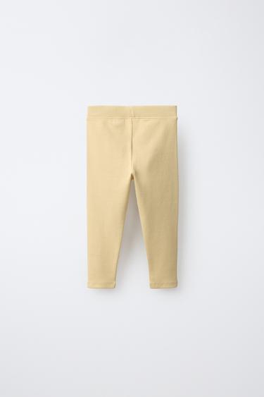 LABEL DETAIL RIBBED LEGGINGS — Ocher 2