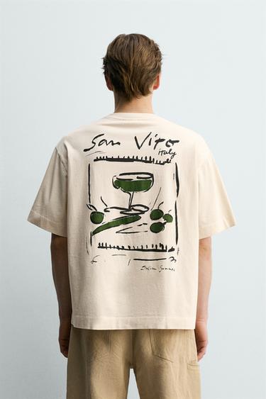 PRINTED SLOGAN T-SHIRT - Ecru / Beige by Zara - Image 2