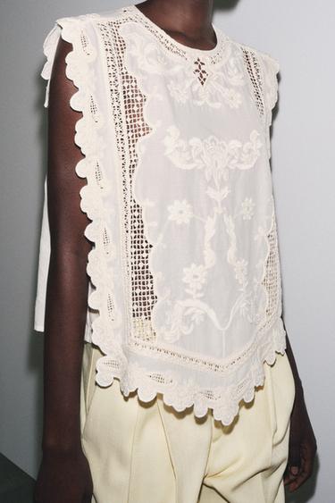 CAMISA PEITILHO COM BABADO ZW COLLECTION - Branco da Zara