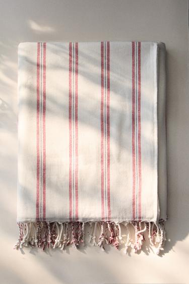 SERVIETTE PARÉO PLAGE RAYURES - Rouge de Zara