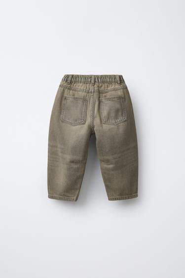 WASHED-EFFECT BALLOON JEANS - Grey / Tan by Zara - Image 1