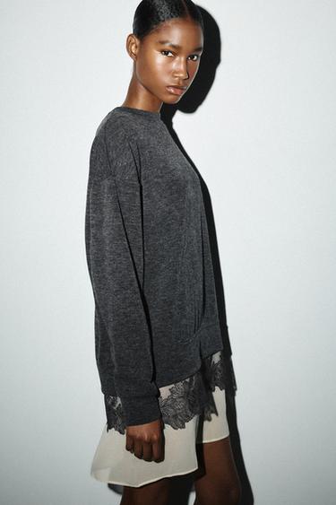 ROBE EFFET DOUX BIMATIÈRE - Gris chiné de Zara - Image 2