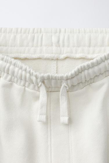 WIDE-LEG PLUSH JOGGING TROUSERS - Ecru by Zara - Image 2