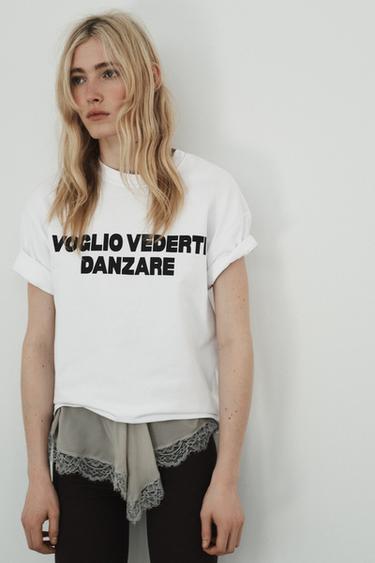 KAMISETA, AURREALDEKO TESTUAREKIN - Zuria, Zara-rena