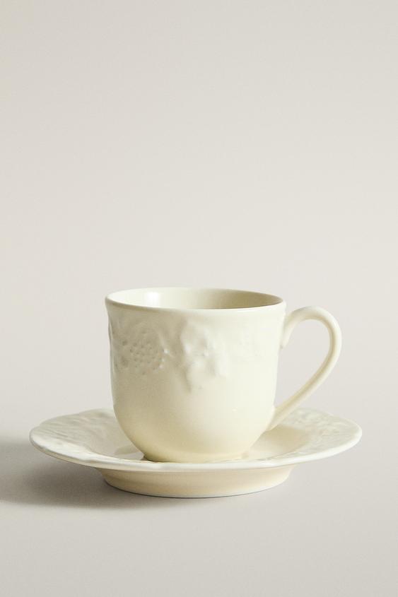 Zara GRAPE PORCELAIN COFFEE CUP AND SAUCER - 奶油色 - 圖片 0