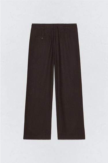 PANTALON PLIS COSTUME FLANELLE SOSHIOTSUKI X ZARA - Marron de Zara - Image 4