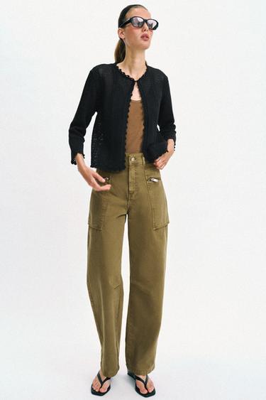 POINTELLE KNIT CARDIGAN - Black by Zara