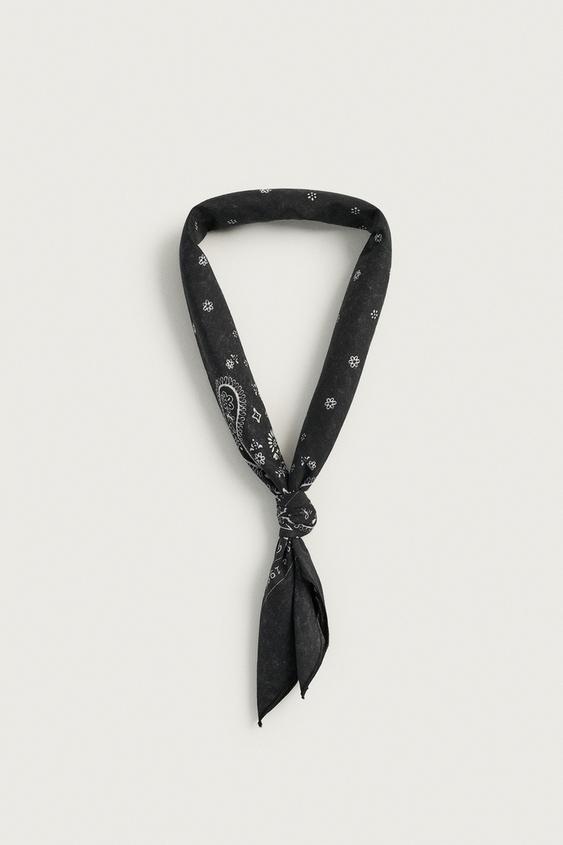 BANDANA PAISLEY INSCRIPTION 0FR. PARIS X ZARA - Noir de Zara - Image 1