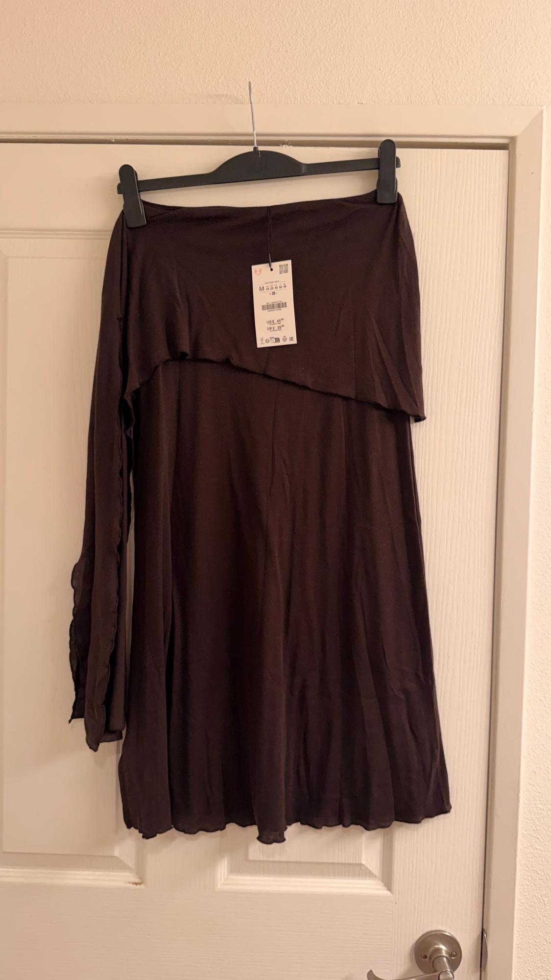 SOFT MIDI SKIRT M I CHOCOLATE BROWN - Image 2