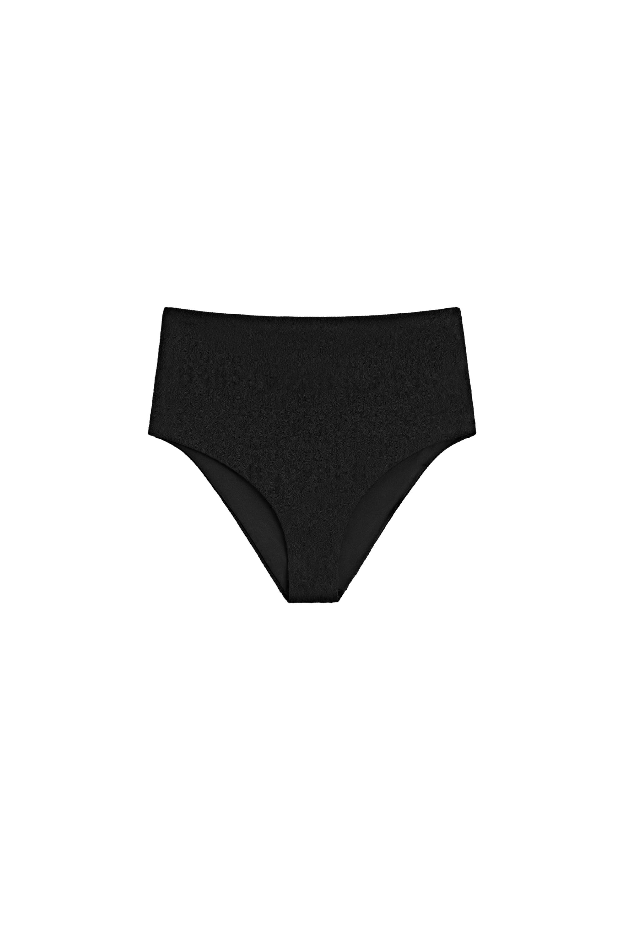 Textured high-waist bikini briefs — Black