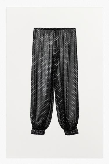 PUNKTUMØNSTREDE BALLONBUKSER MED BLONDER - Sort fra Zara