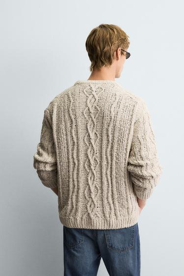 TEXTURED CABLE-KNIT SWEATER - Stone by Zara - Image 2