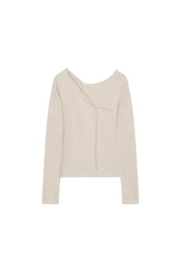 페이크 더블 버클 티셔츠 - Zara 샌드 / 그레이