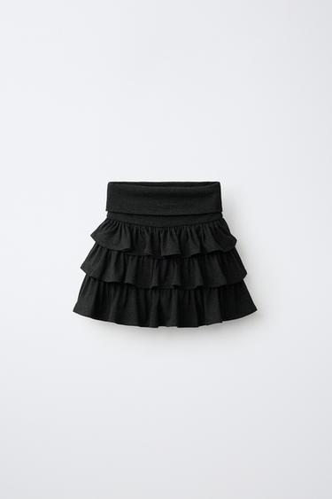 RUFFLE SKIRT WITH TURNED-UP WAIST - Anthracite grey by Zara