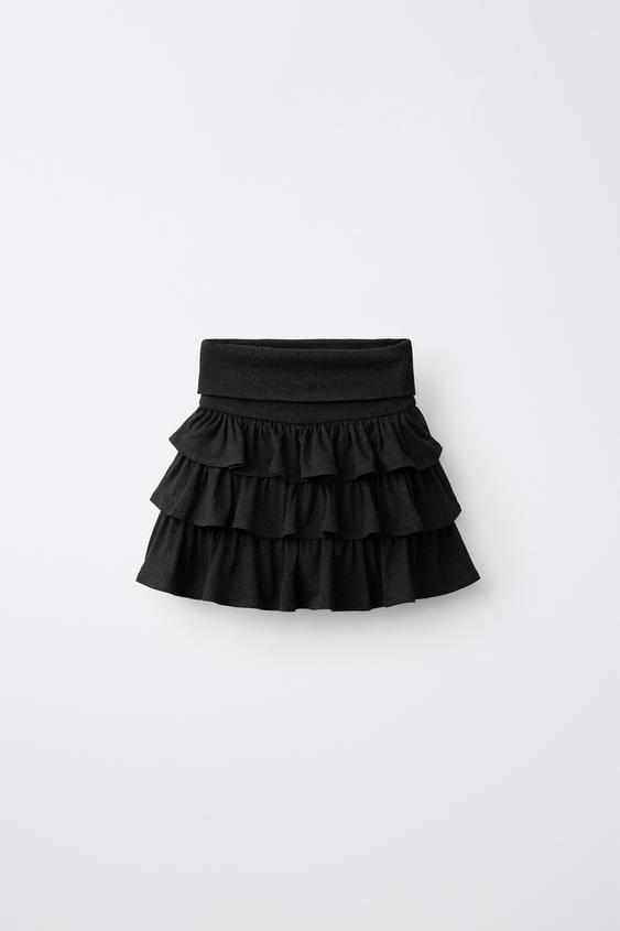 RUFFLE SKIRT WITH TURNED-UP WAIST - Anthracite grey by Zara - Image 0