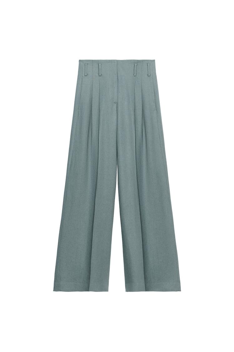 ZW COLLECTION LINEN BLEND PLEATED TROUSERS