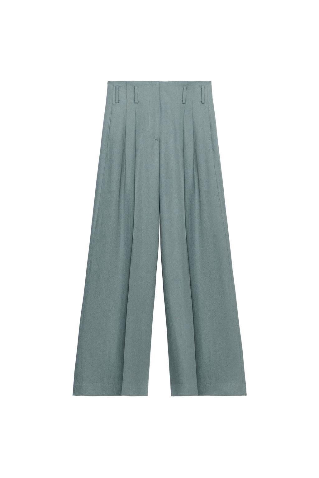 ZW COLLECTION LINEN BLEND PLEATED TROUSERS