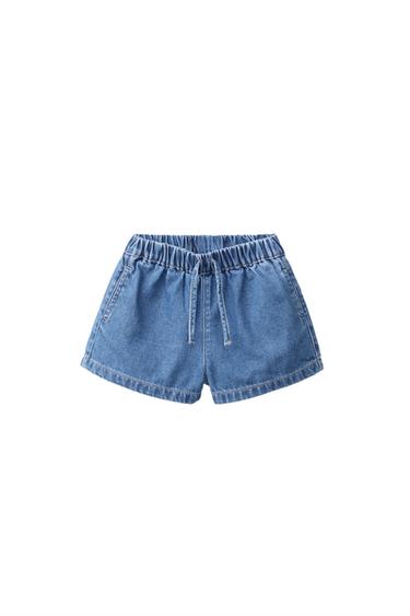 Zara 牛仔布百慕達短褲 - 中藍色