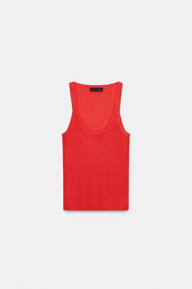 FINE KNIT SLEEVELESS TOP - Red by Zara