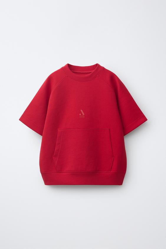 ИНТЕРЛОК СПОРТТЫҚ ЛОГОТИПТІ ХУДИ - Қызыл Zara компаниясынан - Сурет 0