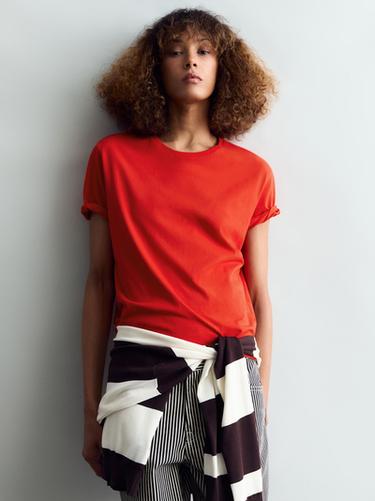 Camiseta ligera 100 % algodón - Rojo de Zara - Imagen 0