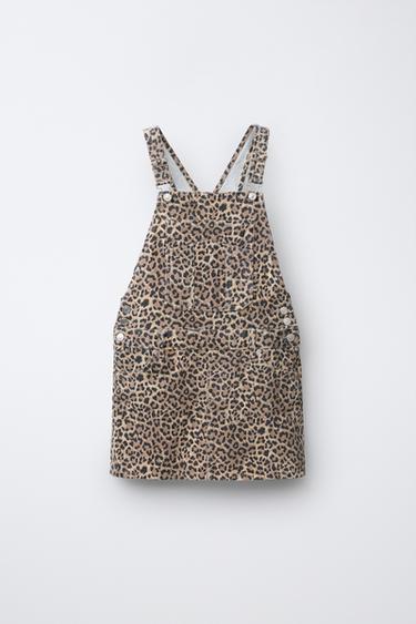 ANIMAL PRINT PINAFORE DRESS - Brown marl by Zara