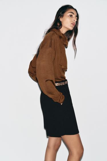 BERMUDA SHORTS WITH DARTS AND BELT - Black by Zara - Image 3