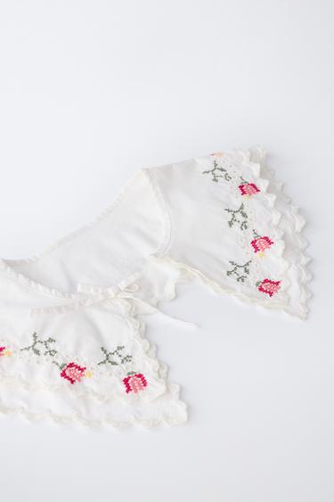 COL POPELINE BRODÉ POINT DE CROIX - Blanc de Zara - Image 1