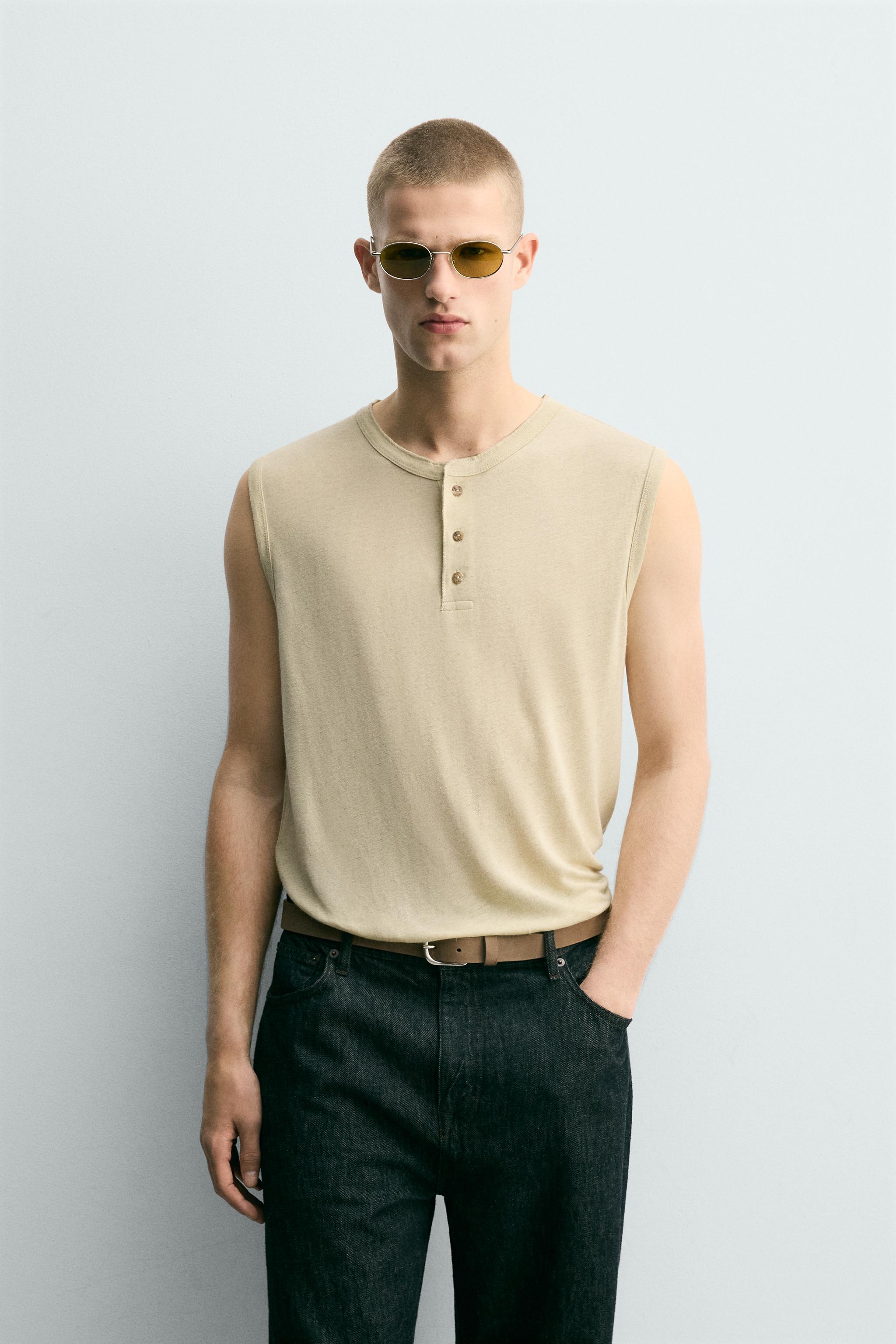 RELAXED FIT VISCOSE - LINEN TANK TOP