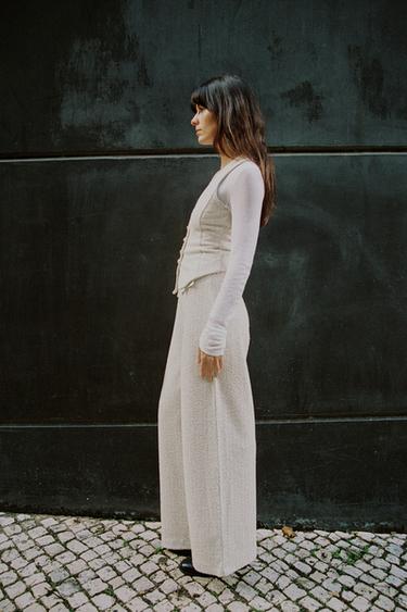 PANTALON STRUCTURÉ - Écru de Zara - Image 5