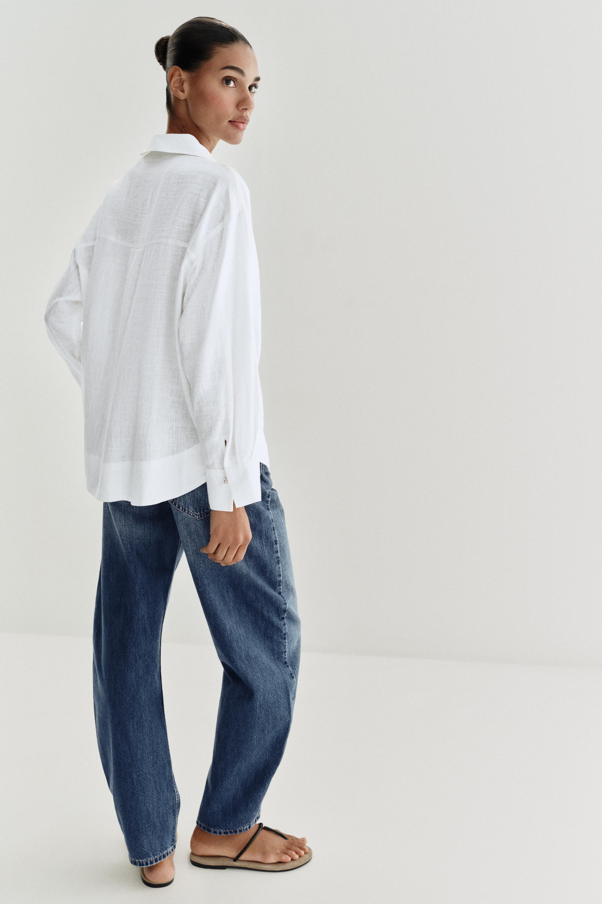 Zara Keten Polo Yaka Bluz görsel 6